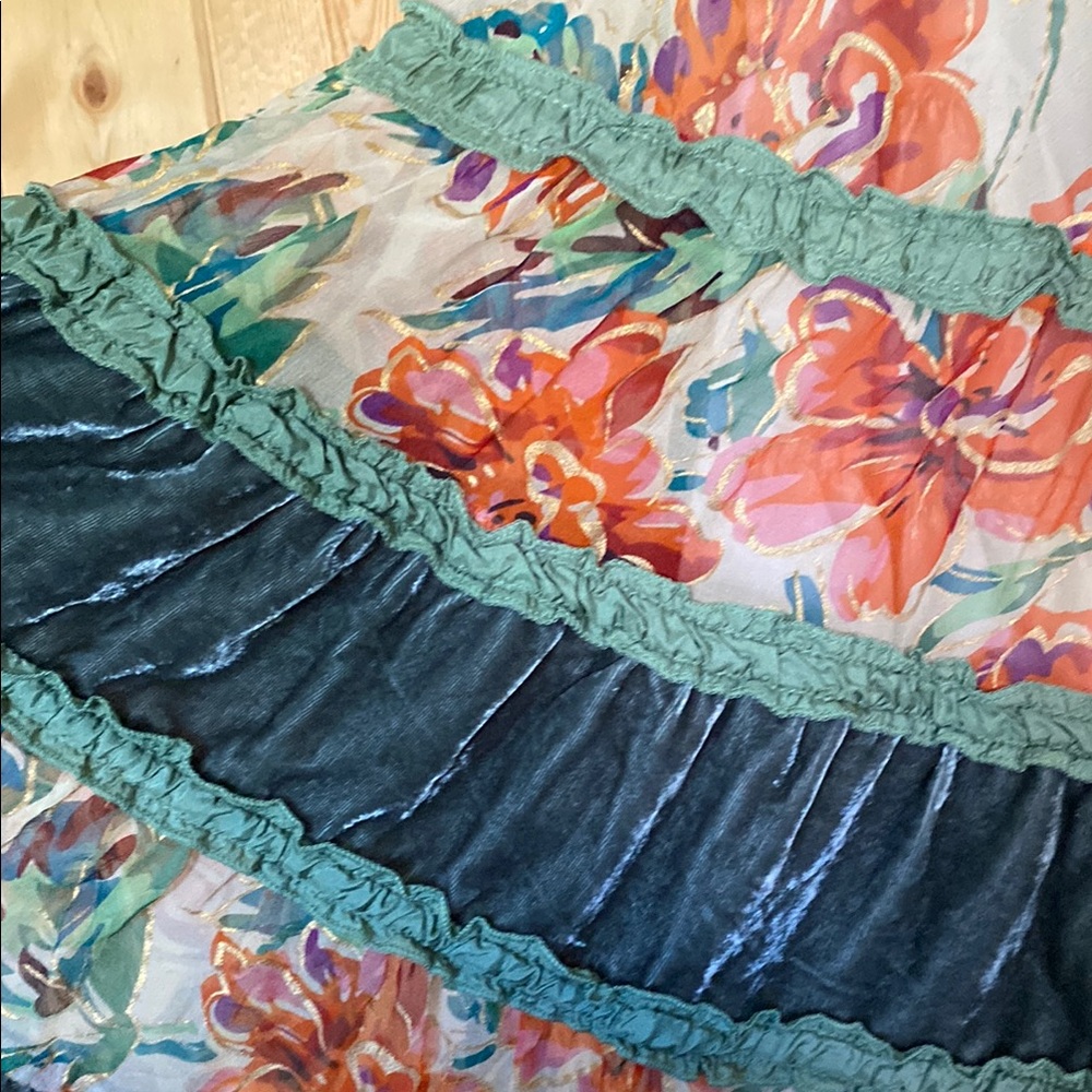 Odille Pink and Green Fit and Flare Midi Skirt Resort - Picture 3 of 6